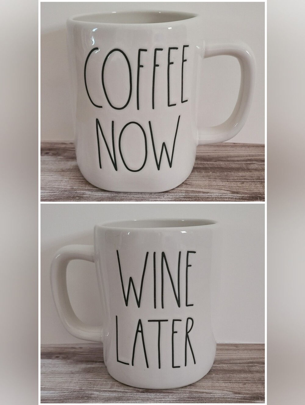 🖤RAE DUNN by Magenta " COFFEE NOW, WINE LATER" Double Sided Mug Collection